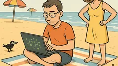Witz: Im Urlaub tippt ein ITler am Strand