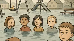 Witz: Allen Kindern steht Wasser bis zum Hals