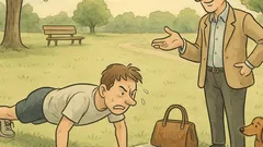 Witz: Ein Mann macht Liegestütze im Park