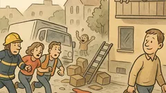 Witz: Der Held zögert vorm Sprung…